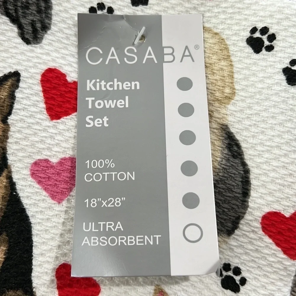 Casaba - ‘Dog Breed Valentine 💕’ Dish Towels(3), NWT.